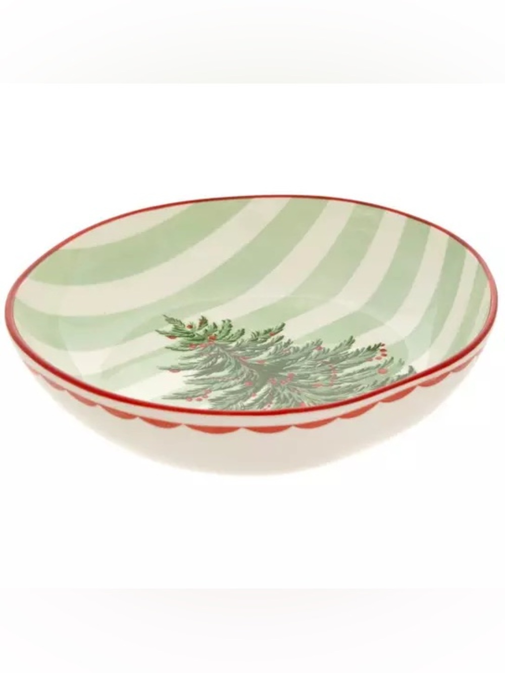 Christmas Tree Striped Pasta Bowl
